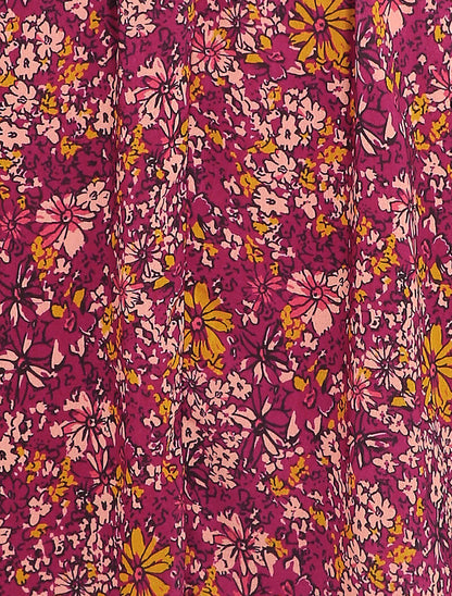 Robe patineuse à imprimé fleurs des champs - Bordeaux - 3