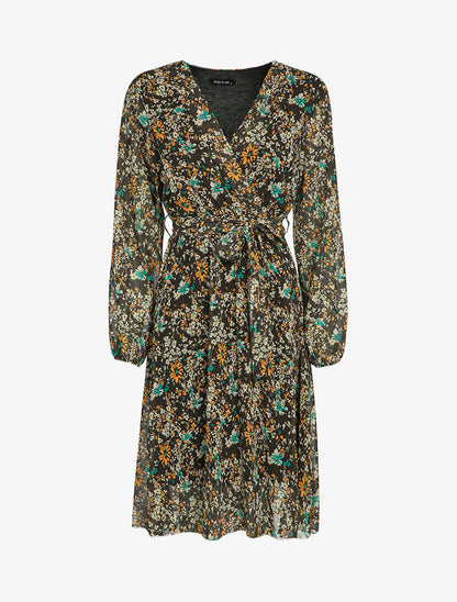 Robe patineuse à imprimé fleurs des champs - Noir - 1