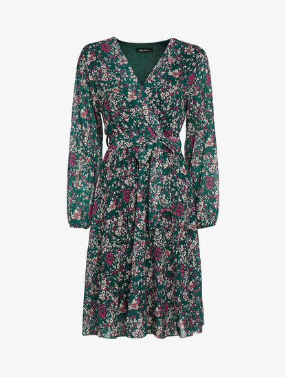 Robe patineuse à imprimé fleurs des champs - Vert émeraude - 1