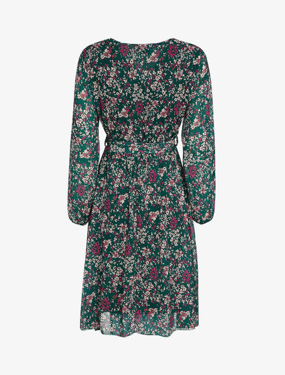 Robe patineuse à imprimé fleurs des champs - Vert émeraude - 2
