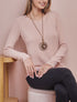 Pull à détail argenté et doublure en voile - Rose - 5