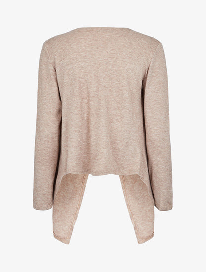 Gilet ouvert à col châle - Beige - 3