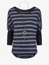 Pull marinière dolman à dos long - Marine - 4