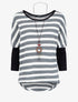 Pull marinière dolman à dos long - Gris - 1