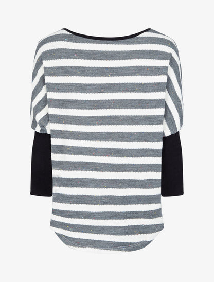 Pull marinière dolman à dos long - Gris - 2