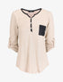 Pull à col tunisien et manches rabattables - Beige - 4