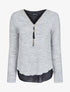 Pull en maille douce à doublure voile - Gris - 4