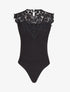 Body à plastron en dentelle - Noir - 4