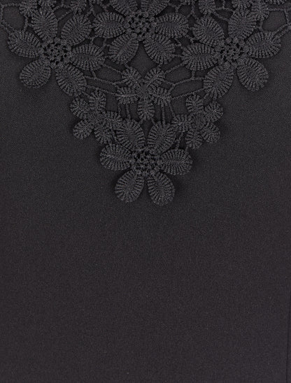 Body à plastron en dentelle - Noir - 3