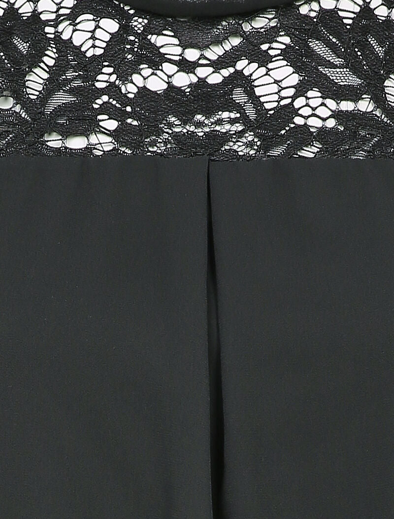 Top à empiécement dentelle - Noir - 3