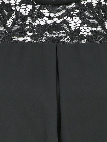 Top à empiécement dentelle - Noir - 3