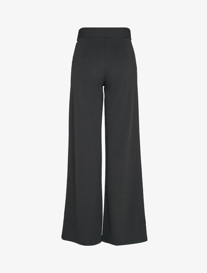 Pantalon droit extra long à ceinture à boucle carrée - Noir - 2