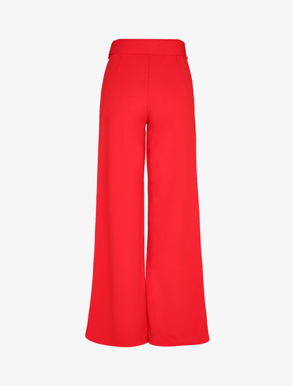 Pantalon droit extra long à ceinture à boucle carrée - Rouge - 2
