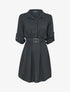 Robe chemise à taille élastiquée et détail boucle dorée - Noir - 1