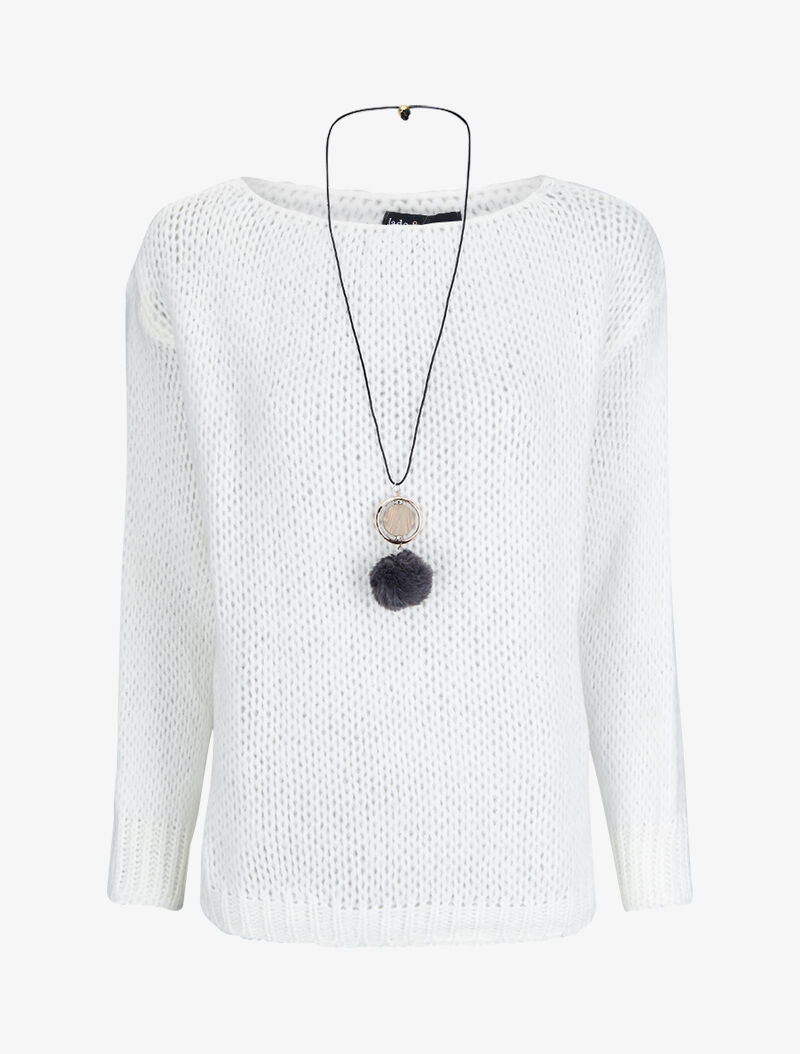 Pull oversize en maille tressée - Blanc - 2