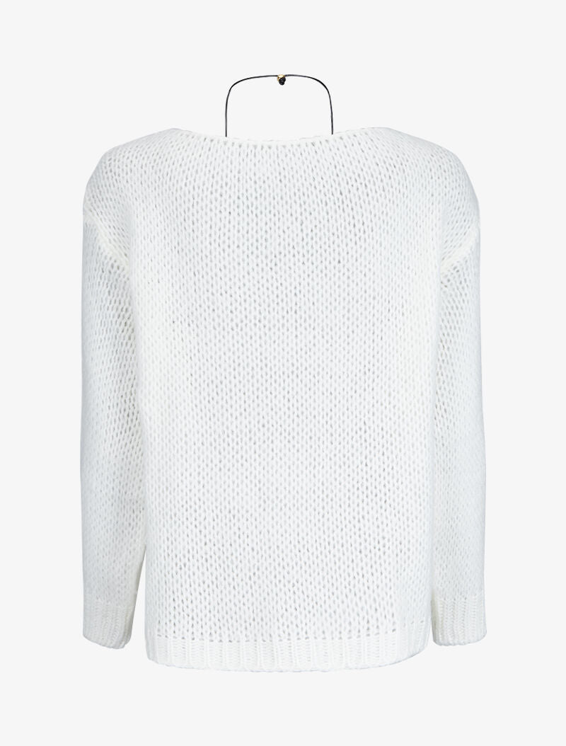 Pull oversize en maille tressée - Blanc - 3