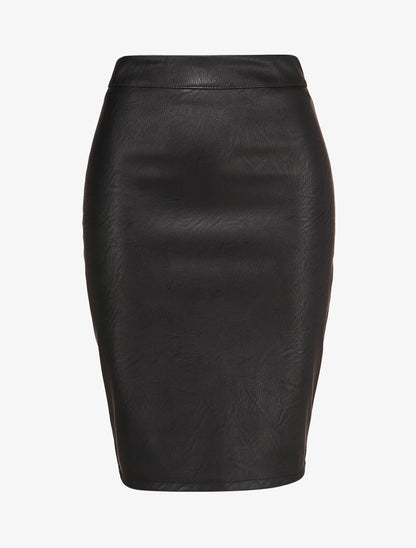 Jupe crayon en simili - Noir - 4
