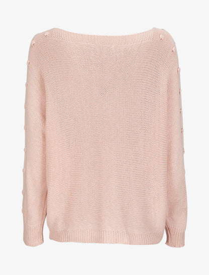Pull à manches raglan à pompons - Rose pâle - 2