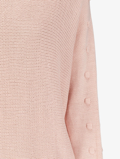 Pull à manches raglan à pompons - Rose pâle - 3