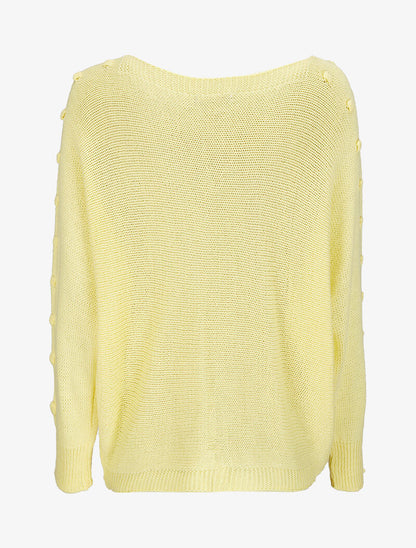Pull à manches raglan à pompons - Jaune - 2