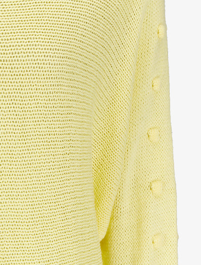 Pull à manches raglan à pompons - Jaune - 3