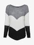 Pull en maille épaisse à motif en V tricolore - Noir - 4