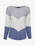 Pull en maille épaisse à motif en V tricolore - Marine - 1