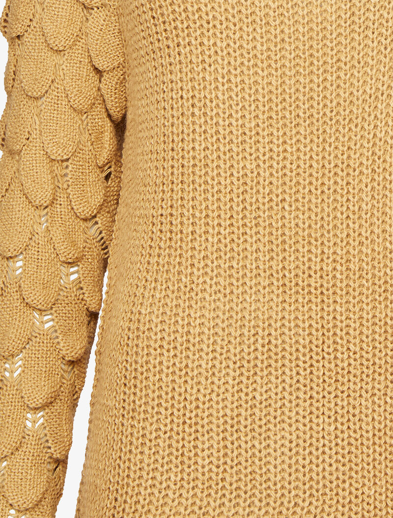 Pull à manches en maille effet écailles - Camel - 3