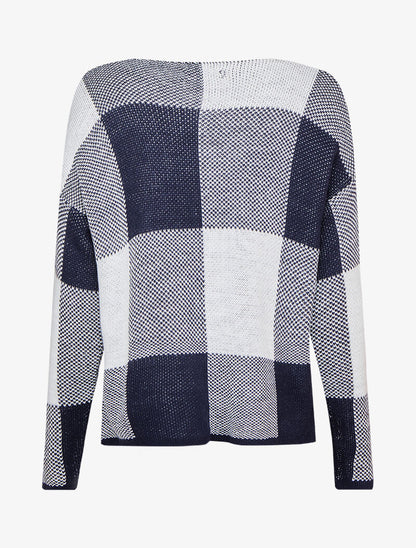Pull oversize à carreaux - Marine - 2