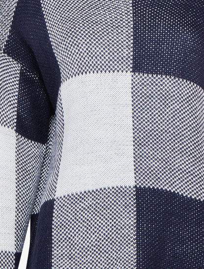 Pull oversize à carreaux - Marine - 3
