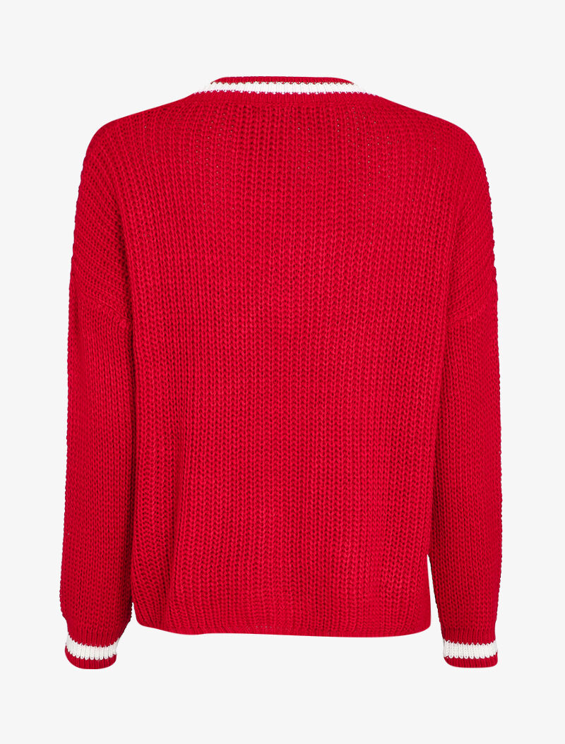 Pull oversize en maille tressée - Rouge - 2