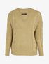 Pull col V à détails tressés - Beige - 1