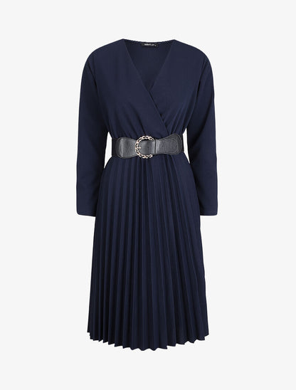 Robe longue coupe empire cache-coeur - Bleu marine - 1