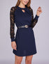 Robe à manches raglan en dentelle - Marine - 1