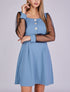 Robe patineuse à manches ajourées - Bleu ciel - 1