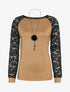 Pull à manches raglan en dentelle - Camel - 4