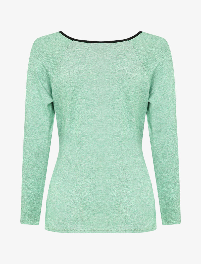 Pull stretch uni avec ceinture stylisée - Vert - 3