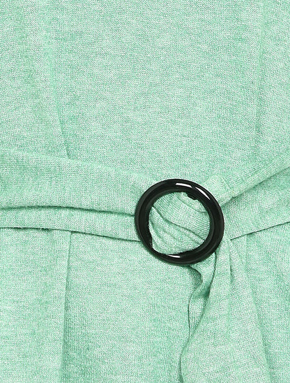Pull stretch uni avec ceinture stylisée - Vert - 4
