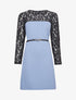 Robe à manches et épaules en dentelle - Bleu charrette - 3