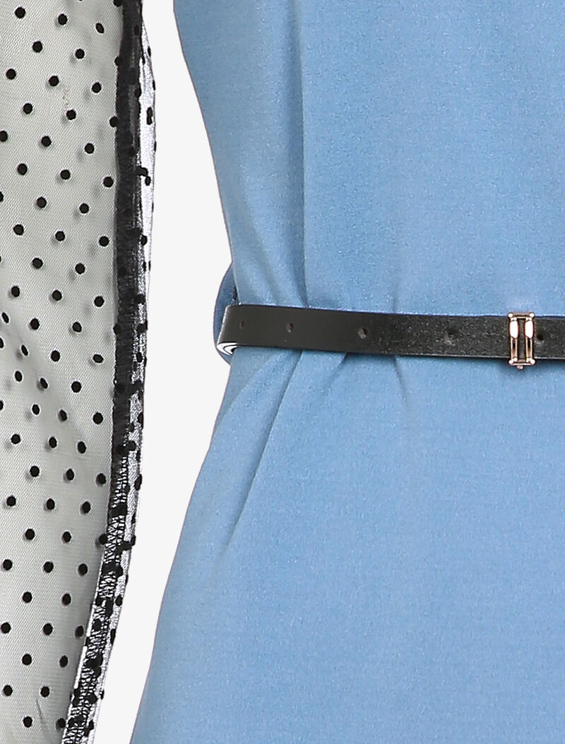 Robe à épaules et manches en plumetis - Bleu ciel - 4