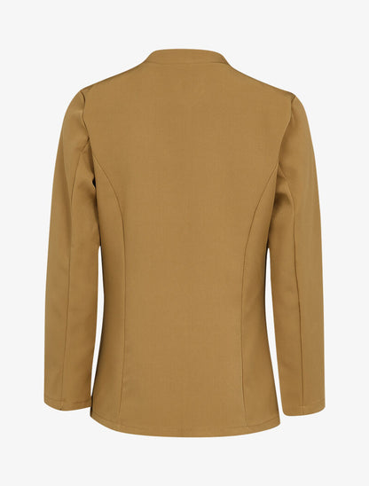 Veste à col biseauté et bords arrondis - Camel - 2