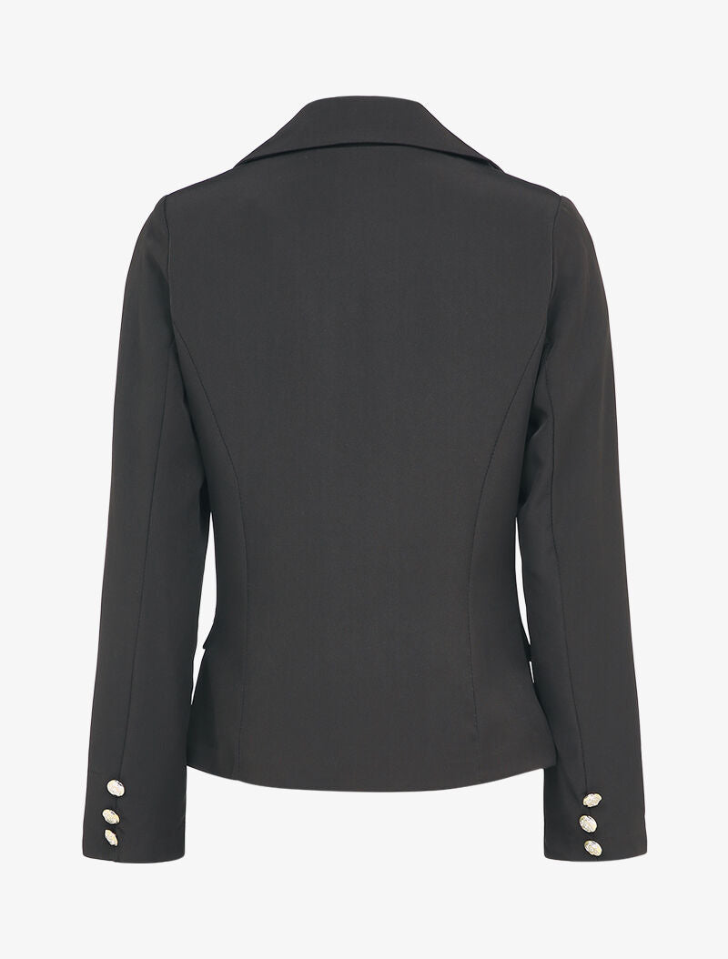 Blazer court style officier à poches décoratives - Noir - 2