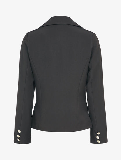 Blazer court style officier à poches décoratives - Noir - 2