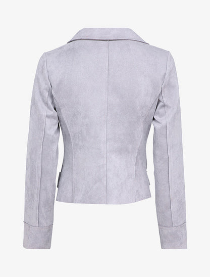 Perfecto en suédine à fausses poches zippées - Gris - 2