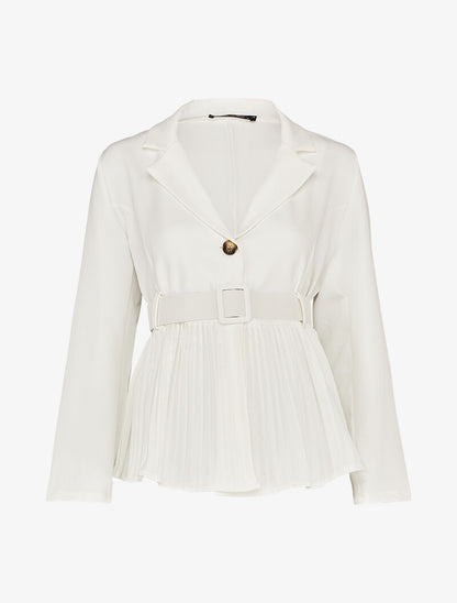 Veste péplum à plis accordéon - Blanc - 3