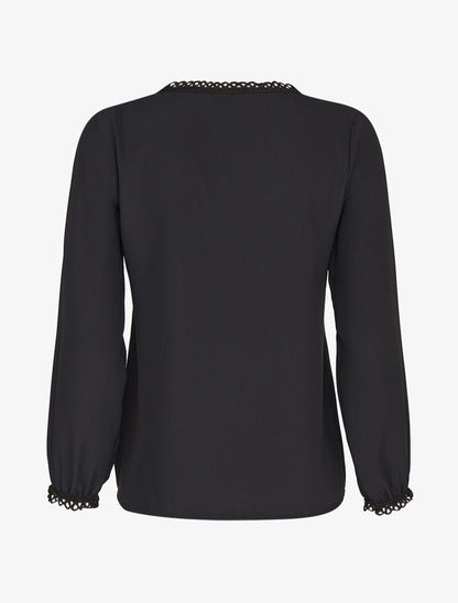 Top à empiècements broderies anglaise - Noir - 2