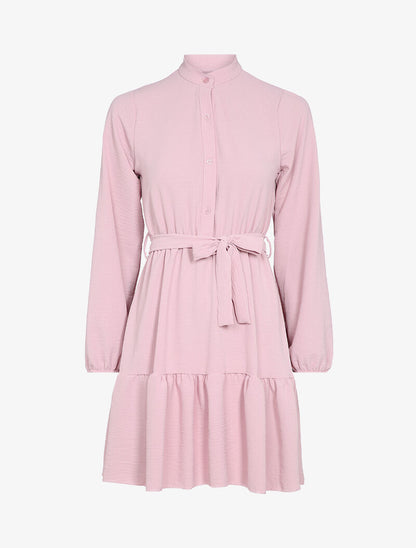 Robe patineuse à bord volanté - Rose pâle - 4