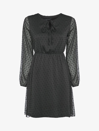 Robe patineuse en plumetis - Noir - 1