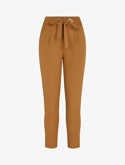 Pantalon coupe carotte à ceinture intégrée - Camel - 3