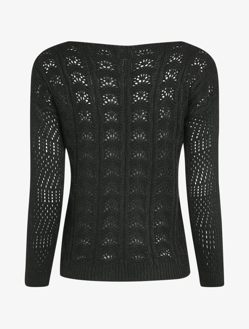 Cardigan ouvert en maille ajourée - Noir - 2